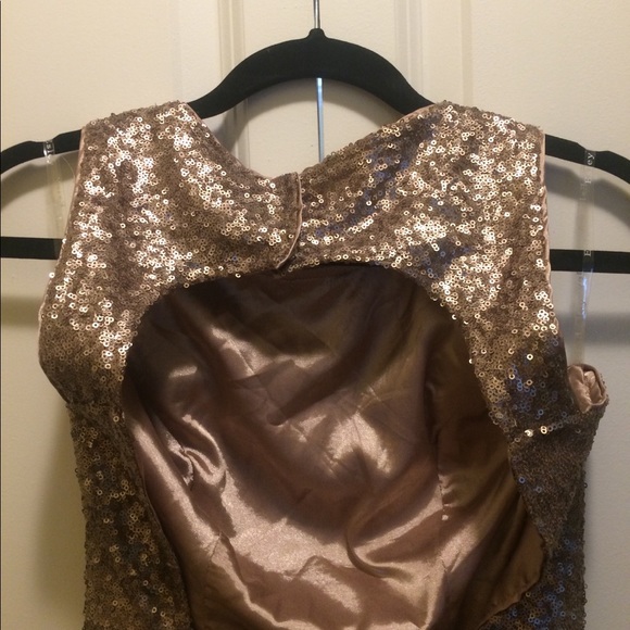 Esley Small Gold Sequin Open Back Tank Short Dress - Picture 3 of 16